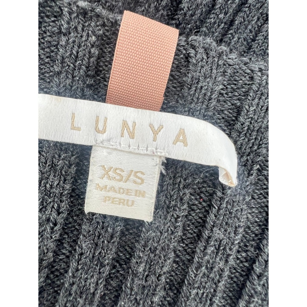 Lunya XS/S Charcoal Gray Ribbed Pima Cotton Alpaca Blend Sweater - Picture 3 of 7